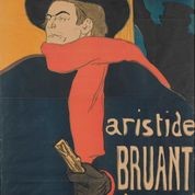 Henri de Toulouse-Lautrec: Ambassadeurs: Aristide Bruant, 1892, Lithographie in Pinsel und Spritztechnik auf zwei Bögen Pergamentpapier, 133 x 91,2 cm, Musée d'Ixelles, Brüssel
